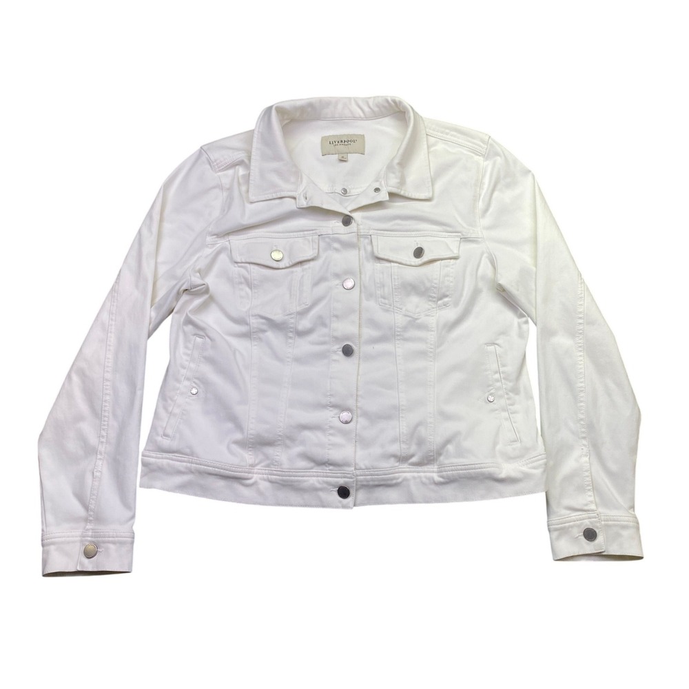 Liverpool Los Angeles White Denim Jacket XL Stretch Cotton Blend LM1004M11